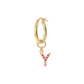 Golden Pendant Earring with Pavé Letter in Cubic Zirconia