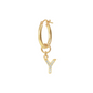 Golden Pendant Earring with Pavé Letter in Cubic Zirconia