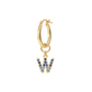 Golden Pendant Earring with Pavé Letter in Cubic Zirconia