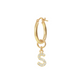 Golden Pendant Earring with Pavé Letter in Cubic Zirconia