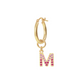 Golden Pendant Earring with Pavé Letter in Cubic Zirconia