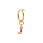 Golden Pendant Earring with Pavé Letter in Cubic Zirconia