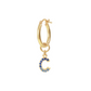 Golden Pendant Earring with Pavé Letter in Cubic Zirconia