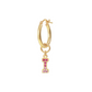 Golden Pendant Earring with Pavé Letter in Cubic Zirconia