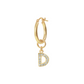 Golden Pendant Earring with Pavé Letter in Cubic Zirconia