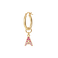 Golden Pendant Earring with Pavé Letter in Cubic Zirconia