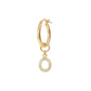 Golden Pendant Earring with Pavé Letter in Cubic Zirconia