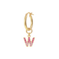 Golden Pendant Earring with Pavé Letter in Cubic Zirconia