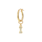 Golden Pendant Earring with Pavé Letter in Cubic Zirconia