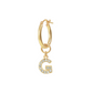 Golden Pendant Earring with Pavé Letter in Cubic Zirconia