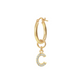 Golden Pendant Earring with Pavé Letter in Cubic Zirconia
