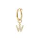 Golden Pendant Earring with Pavé Letter in Cubic Zirconia