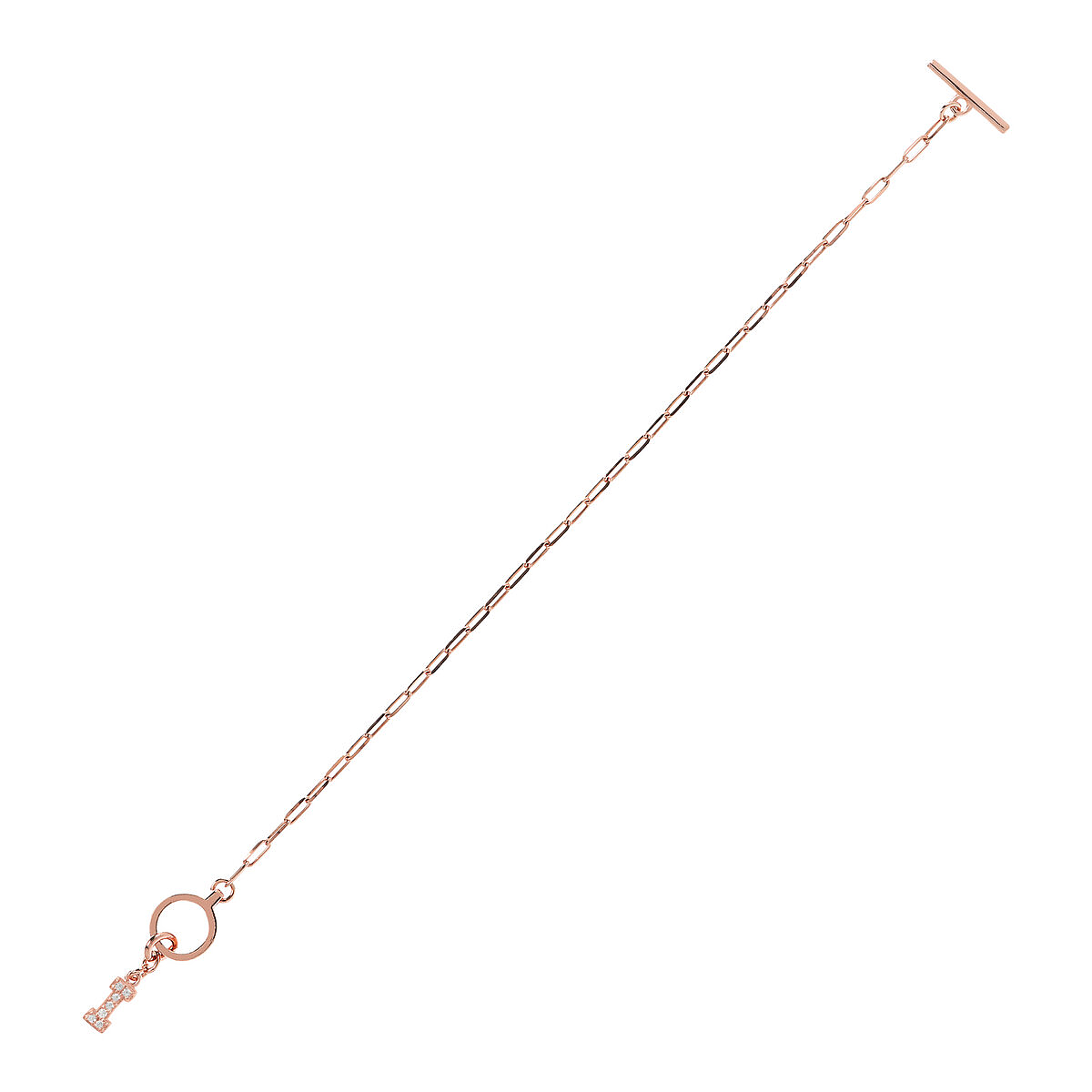 Forzatina Chain Bracelet with Pavé Letter Pendant in Cubic Zirconia