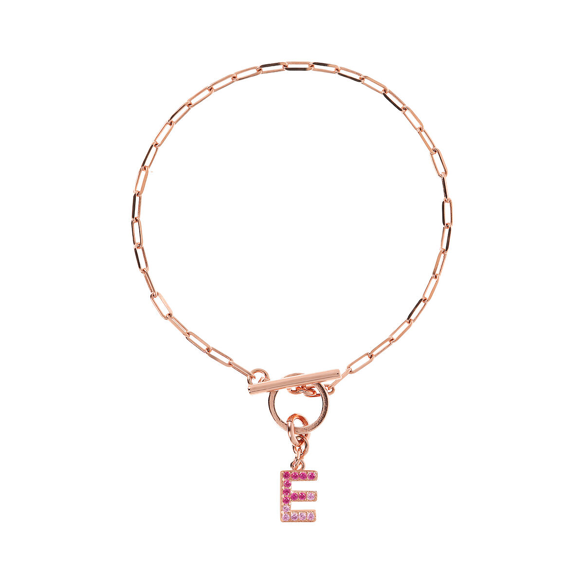 Forzatina Chain Bracelet with Pavé Letter Pendant in Cubic Zirconia