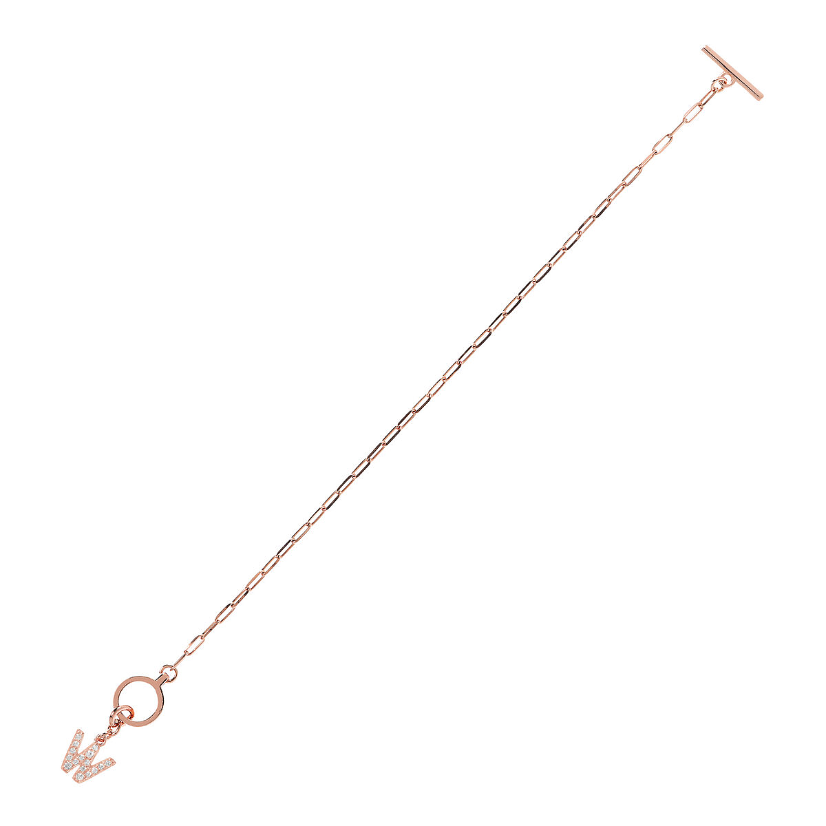 Forzatina Chain Bracelet with Pavé Letter Pendant in Cubic Zirconia
