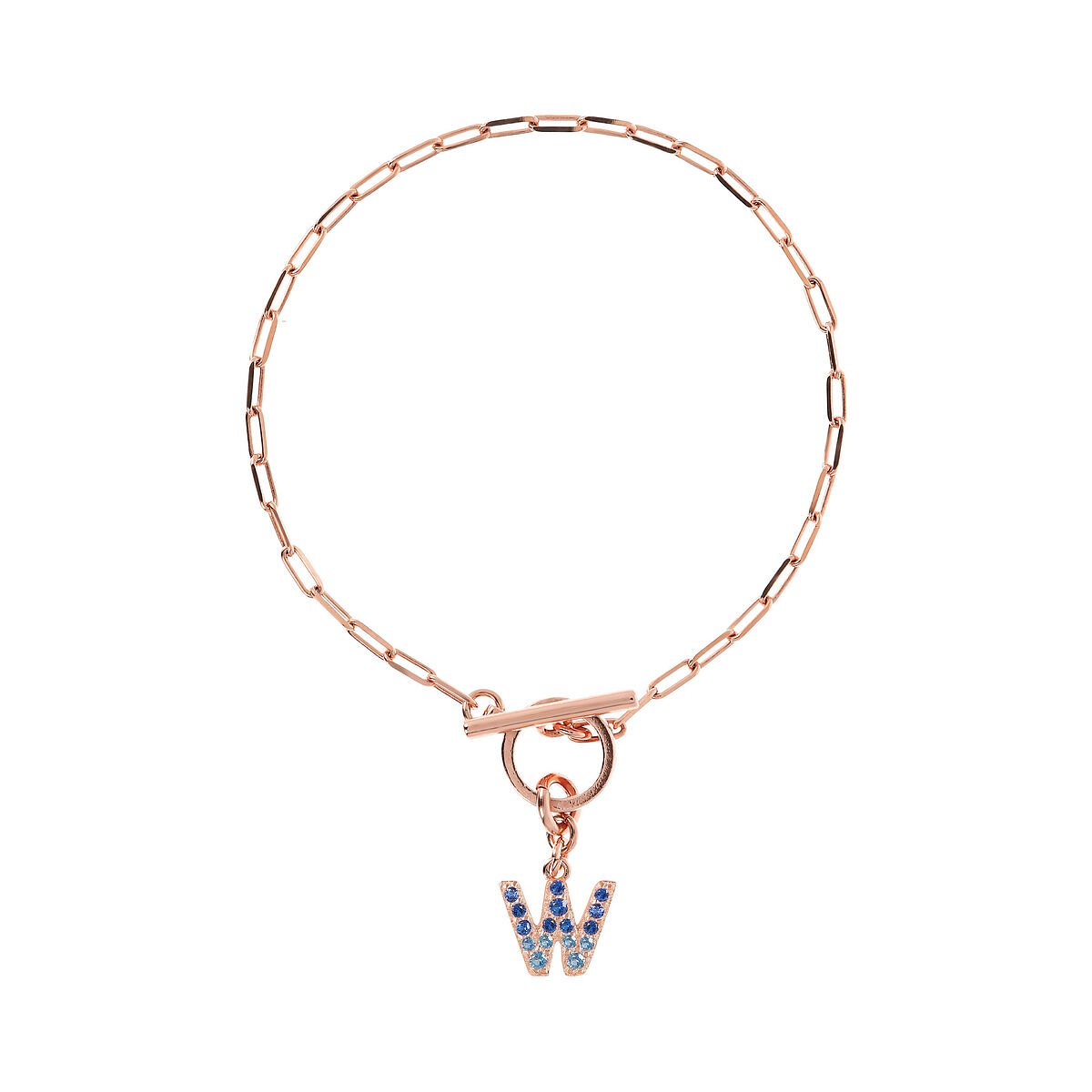 Forzatina Chain Bracelet with Pavé Letter Pendant in Cubic Zirconia