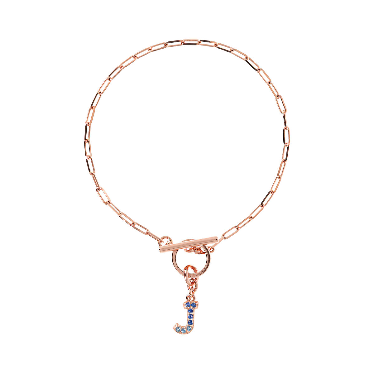 Forzatina Chain Bracelet with Pavé Letter Pendant in Cubic Zirconia