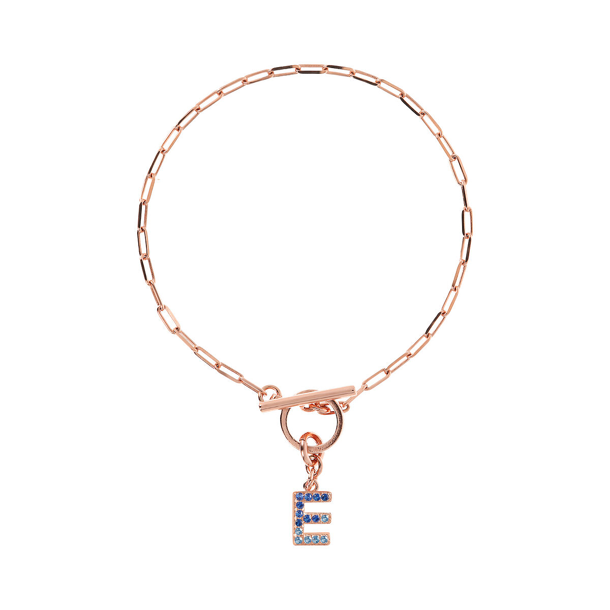 Forzatina Chain Bracelet with Pavé Letter Pendant in Cubic Zirconia