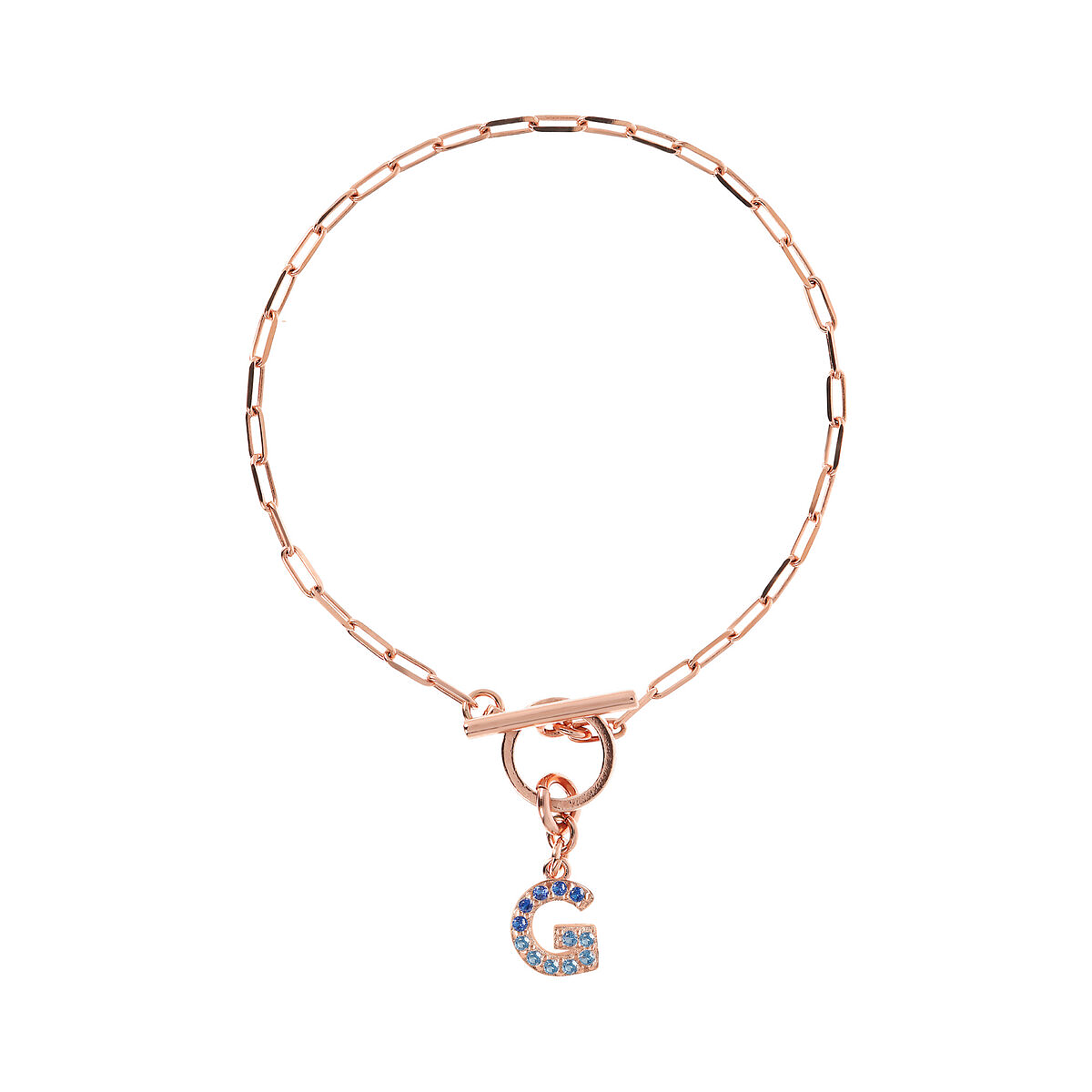 Forzatina Chain Bracelet with Pavé Letter Pendant in Cubic Zirconia
