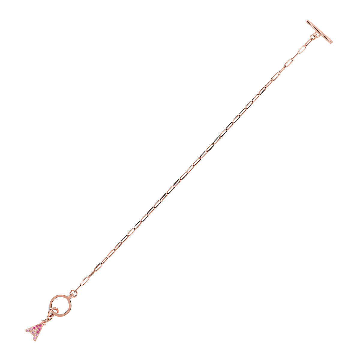 Forzatina Chain Bracelet with Pavé Letter Pendant in Cubic Zirconia