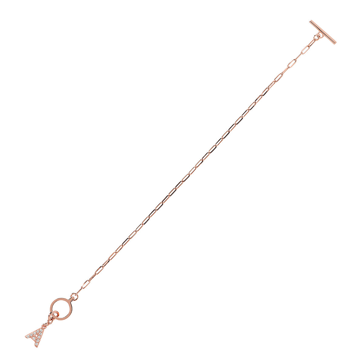 Forzatina Chain Bracelet with Pavé Letter Pendant in Cubic Zirconia