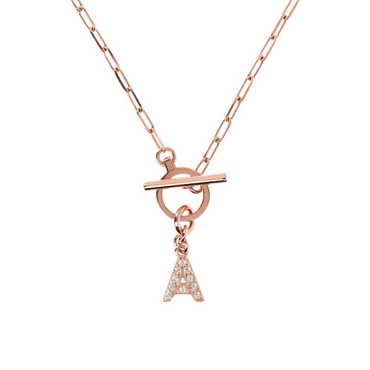Forzatina Chain Necklace with Pavé Letter Pendant