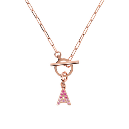 Forzatina Chain Necklace with Pavé Letter Pendant