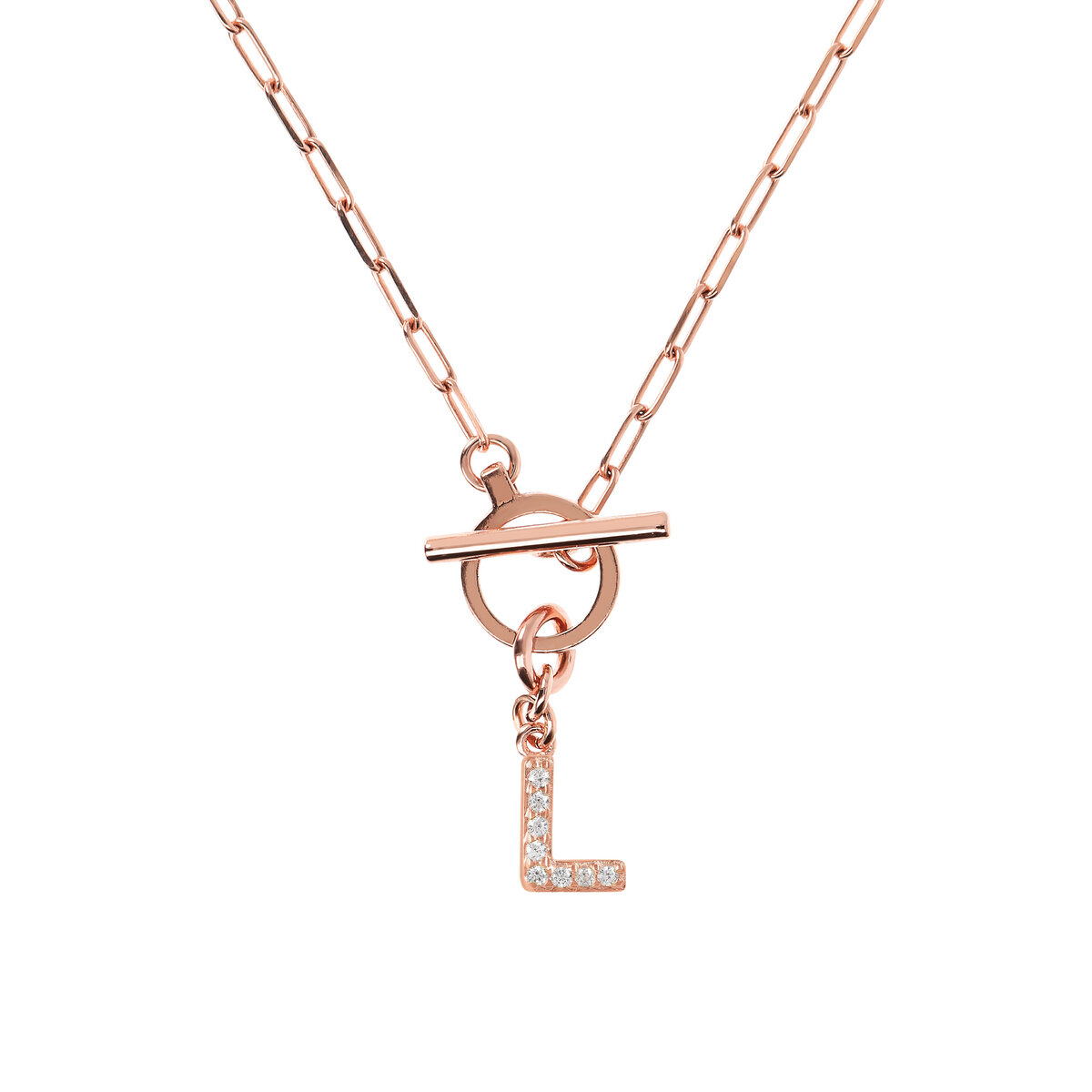 Forzatina Chain Necklace with Pavé Letter Pendant