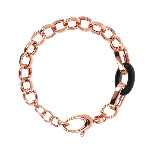 Bracelet with Rolo Chain and Oval Element in Natural Stone