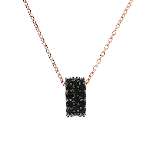 Forzatina Chain Necklace with Pavé Pendant in Black Spinel or Cubic Zirconia