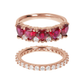 Bicolor Ring Set with Cubic Zirconia Hearts