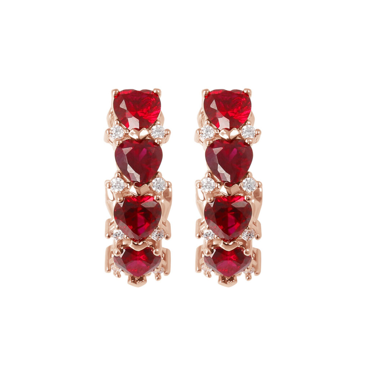 Bicolor Earrings with Cubic Zirconia Hearts