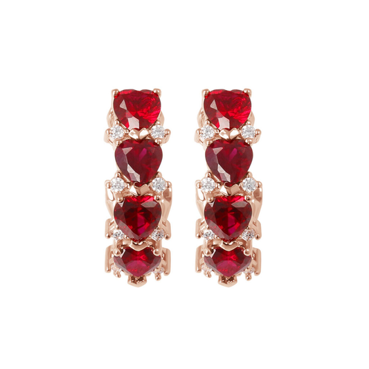 Bicolor Earrings with Cubic Zirconia Hearts