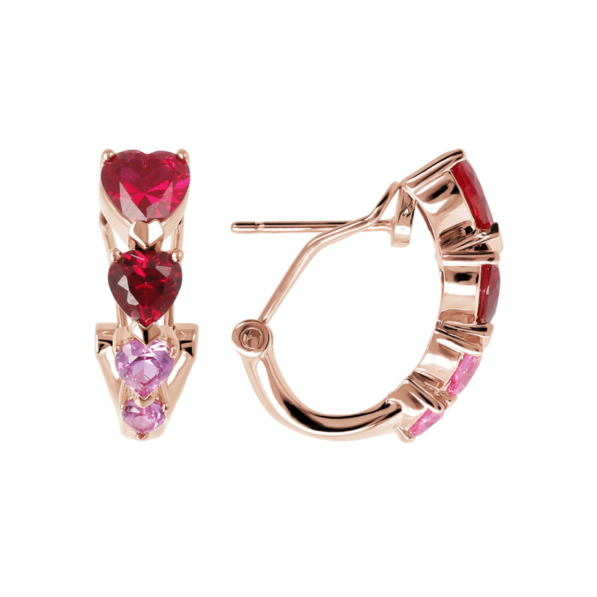Four Graduated Hearts Earrings in Cubic Zirconia