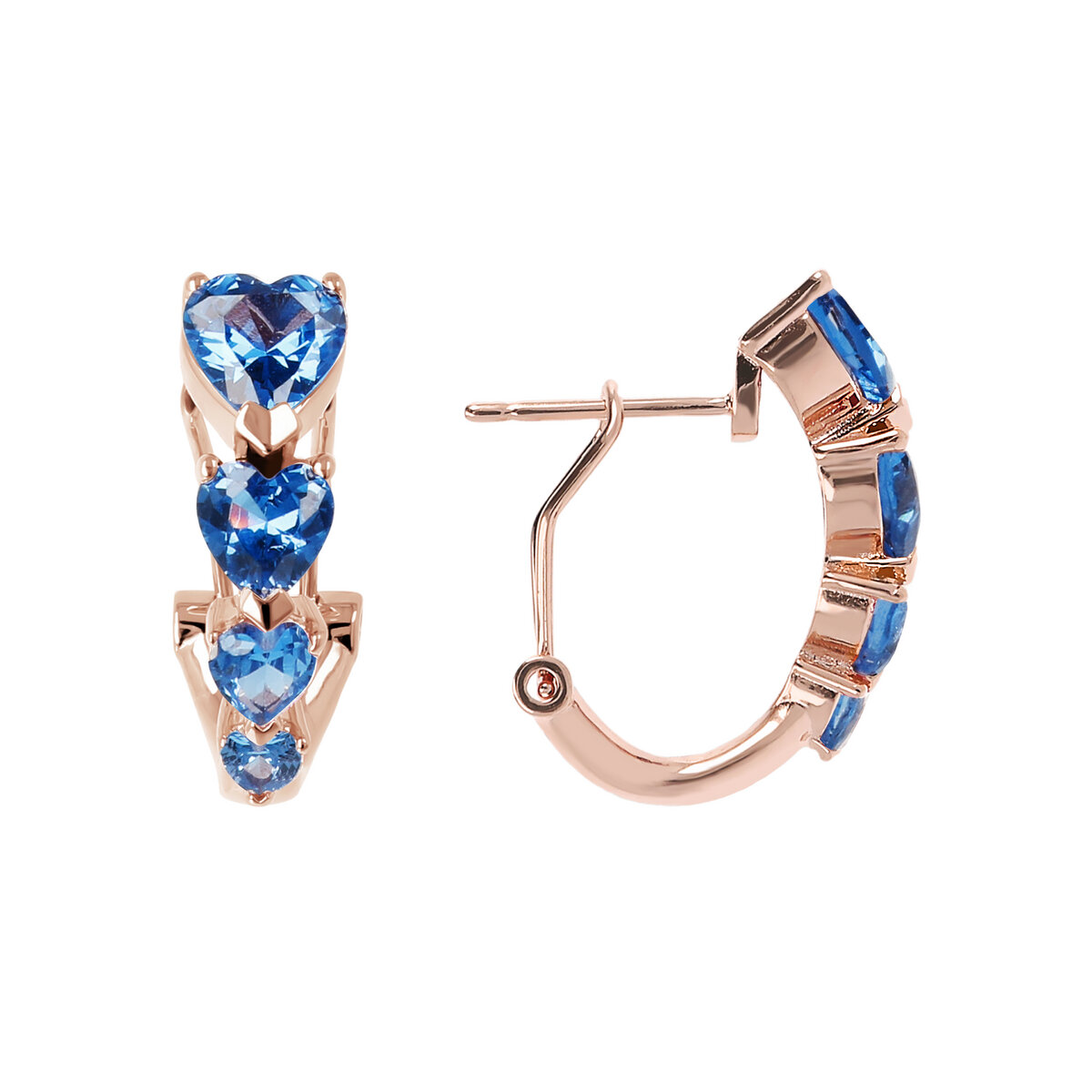 Four Graduated Hearts Earrings in Cubic Zirconia