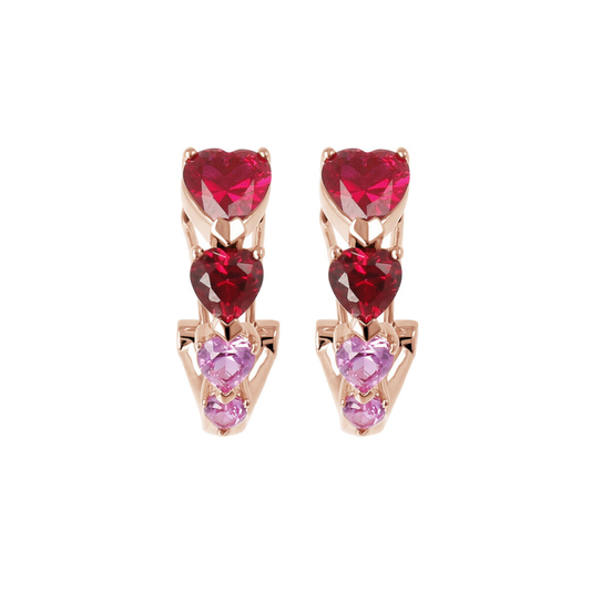 Four Graduated Hearts Earrings in Cubic Zirconia