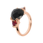 Cocktail Ring with Natural Stone and Cubic Zirconia Hearts