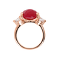 Cocktail Ring with Natural Stone and Cubic Zirconia Hearts