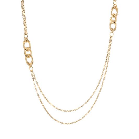 Golden Multistrand Necklace with Rolo Chain and Grumetta Elements