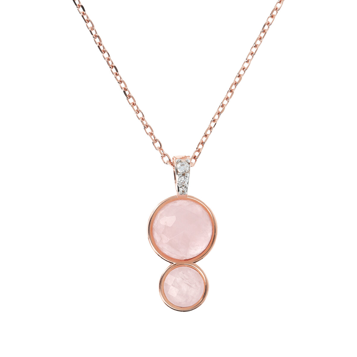 Forzatina Chain Necklace with Graduated Pendant in Round Natural Stones and Pavé