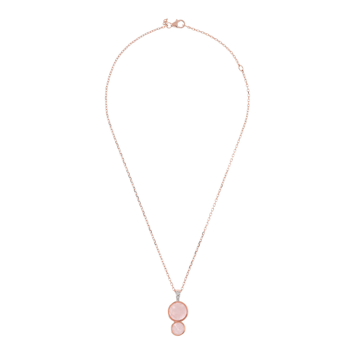Forzatina Chain Necklace with Graduated Pendant in Round Natural Stones and Pavé