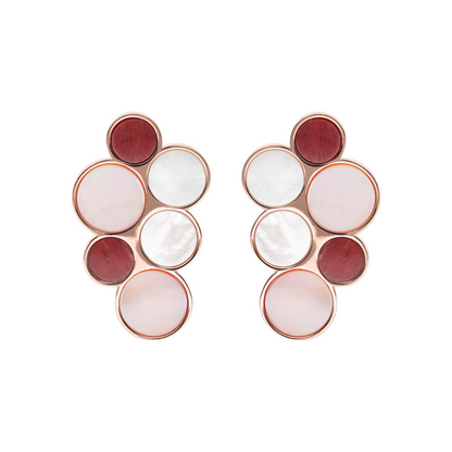 Cluster Earrings in Mother of Pearl and Natural Stones