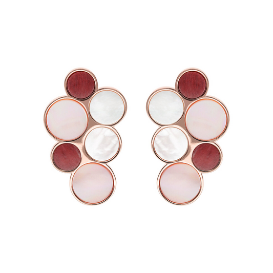 Cluster Earrings in Mother of Pearl and Natural Stones