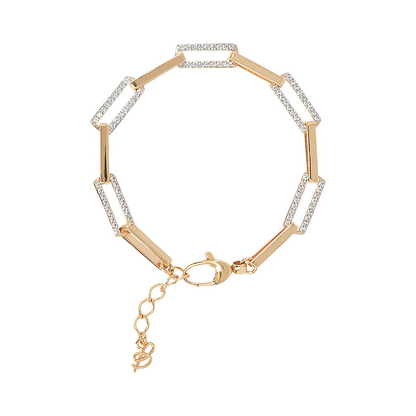 Golden Link Bracelet with Cubic Zirconia