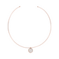 Choker Necklace with Disc Pendant in Flat Natural Stone