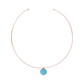 Choker Necklace with Disc Pendant in Flat Natural Stone