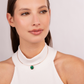 Choker Necklace with Disc Pendant in Flat Natural Stone