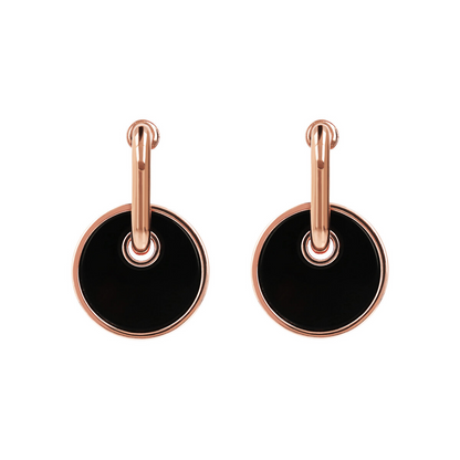 Earrings with Button Pendant in Flat Natural Stone