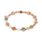 Elastic Bracelet with Natural Stones and Nuggets in Golden Rosé