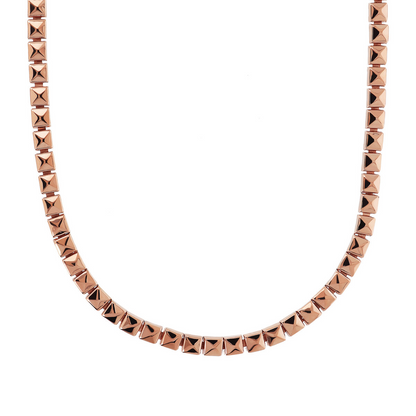 Crewneck Necklace with Pyramid Studs